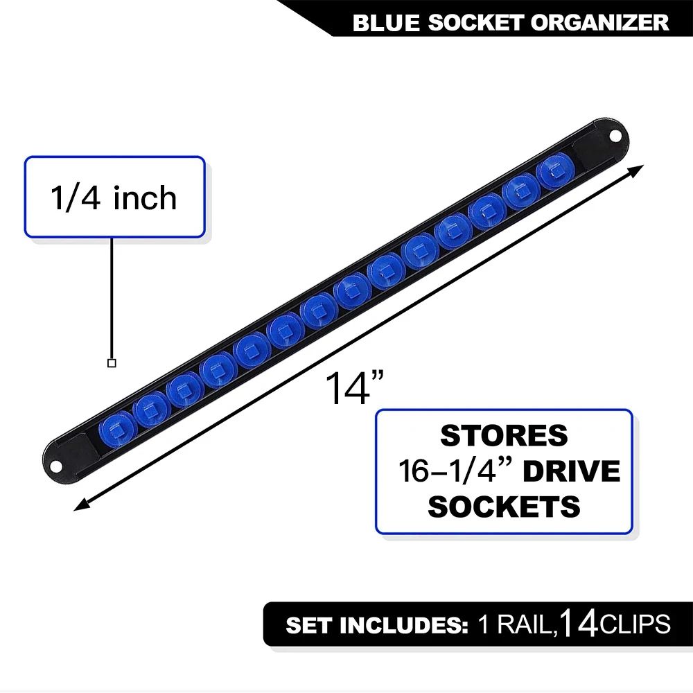 Universal Socket Wrench Organizer Rails 14 38 12 In Wall Mount Tool Holder Rack For Garage Home 7