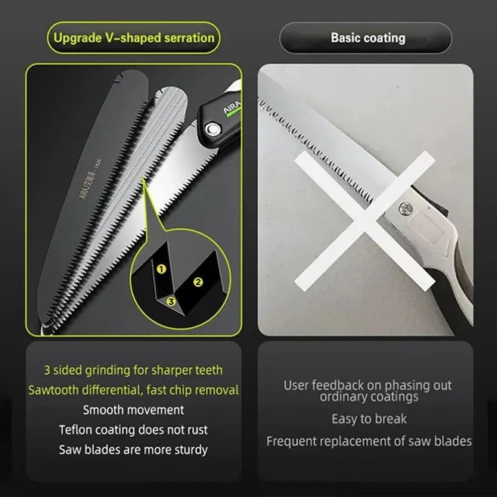 Folding Hand Saw For Wood Garden Sharp WearResistant Steel Blade Portable Locking Woodworking Pru 3