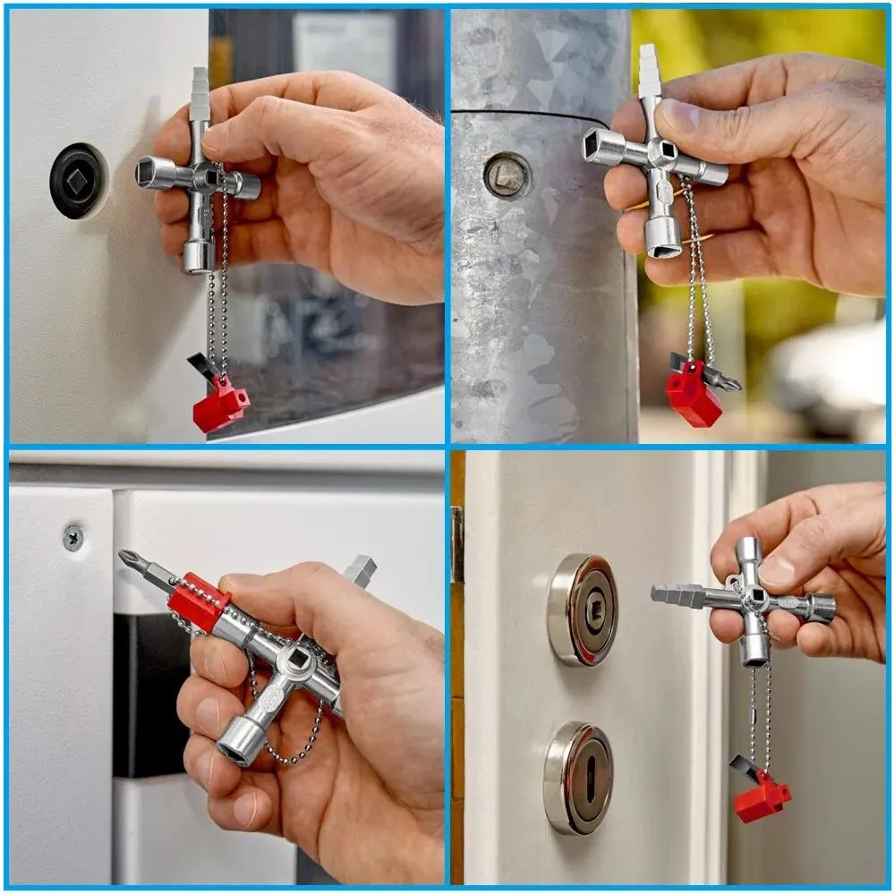 4in1 Silver Key Wrench Set Triangle Square Utility Cabinet Valve Tool Screwdriver For Elevator C 4