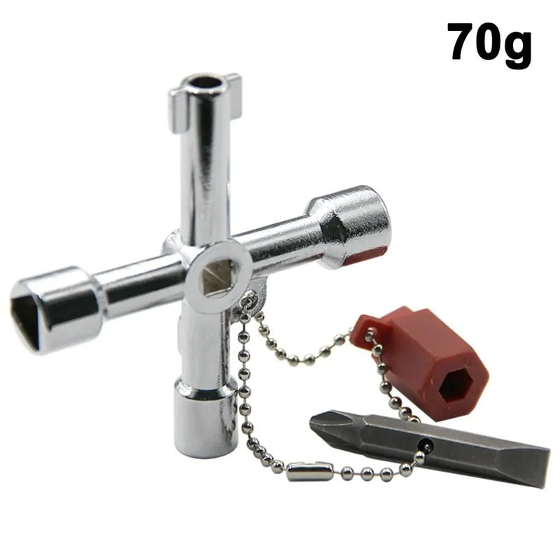 4in1 Silver Key Wrench Set Triangle Square Utility Cabinet Valve Tool Screwdriver For Elevator C 7