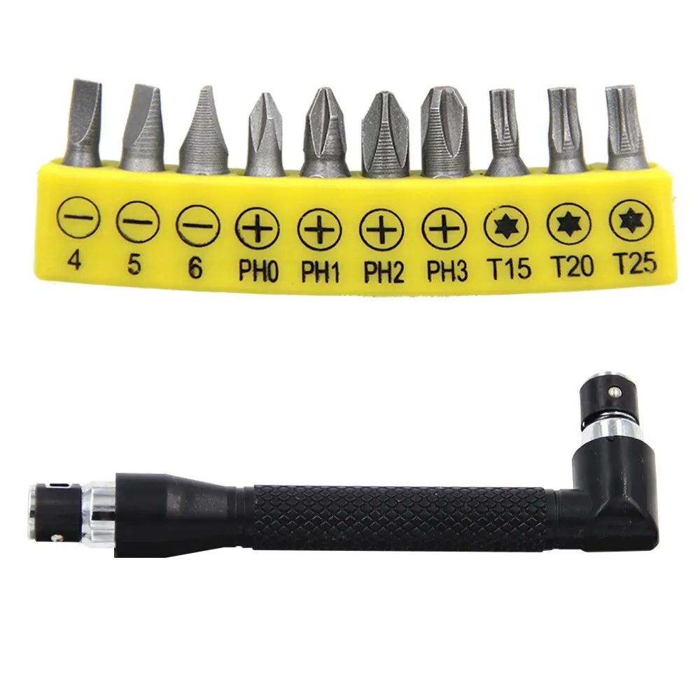 90 LShaped 14 Inches Hex Screwdriver Bit Set Double Head Handle 635mm Right Angle Wrench 10pcs Bi 1