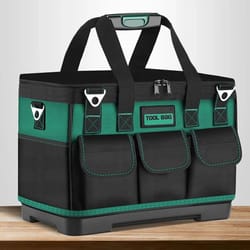 23 inches heavy-duty waterproof tool bag | 1680d oxford large capacity electrician storage tote wear-resistant toolkit