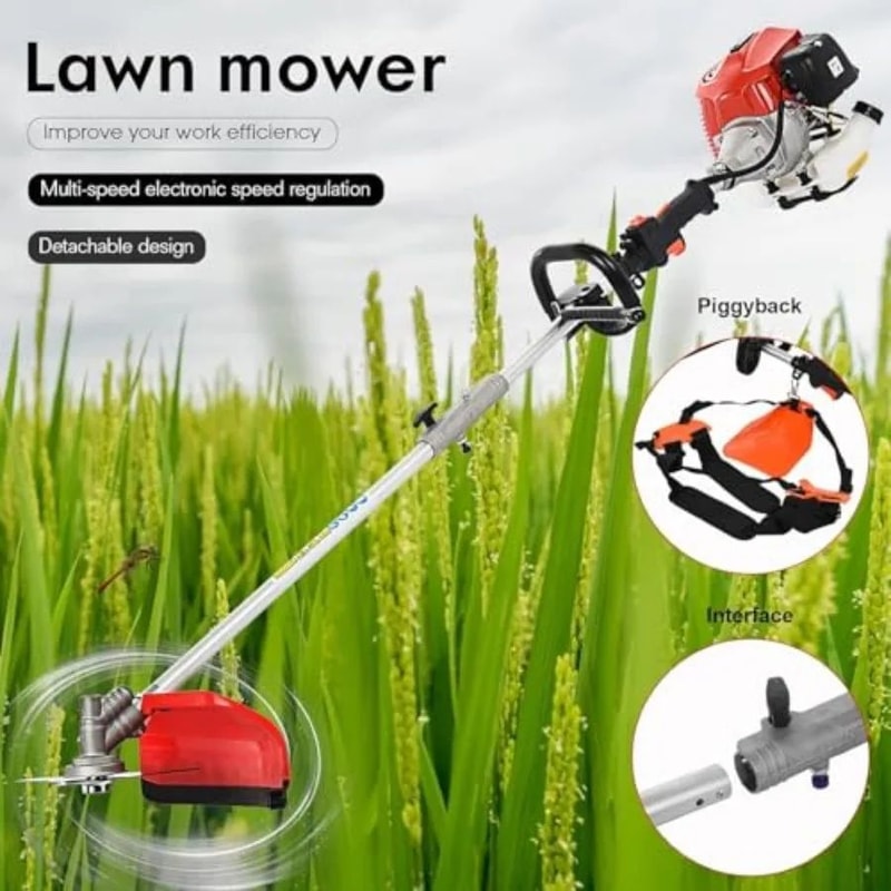 5in1 52CC Gas Powered Weed Eater Kit Brush Cutter Edge Trimmer Hedge Trimmer Pole Chainsaw For La 4