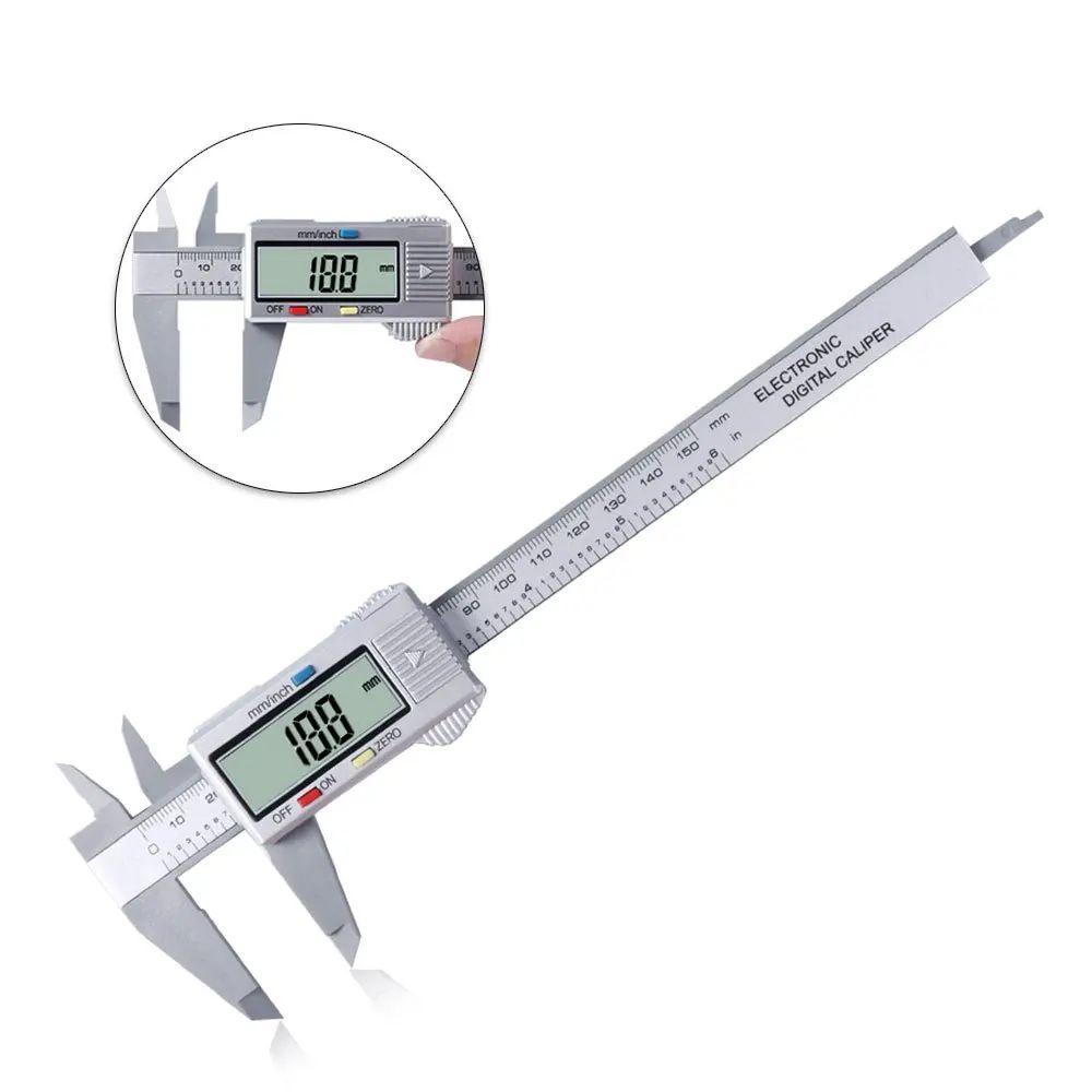 Digital Vernier Caliper 6 Inches LCD Electronic Carbon Fiber Measuring Gauge For Depth Height Mic 7