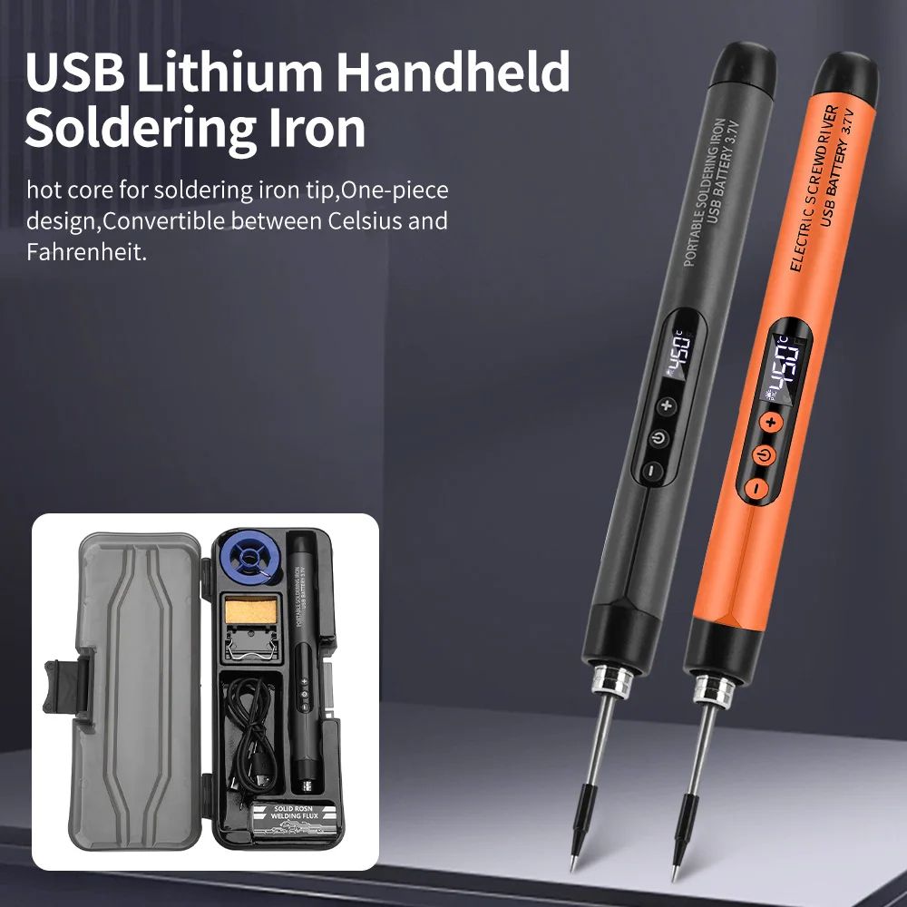 USBC Mini Digital Soldering Iron Kit 260420C Adjustable 5Temp Portable Electric Soldering Tool For 1