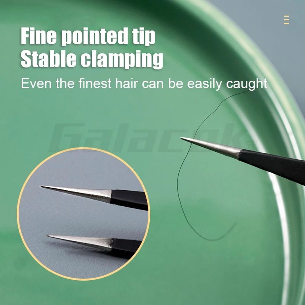 6 Pcs Antistatic Stainless Steel Tweezers Set Curved Straight Tips For Electronics Repair Model 3