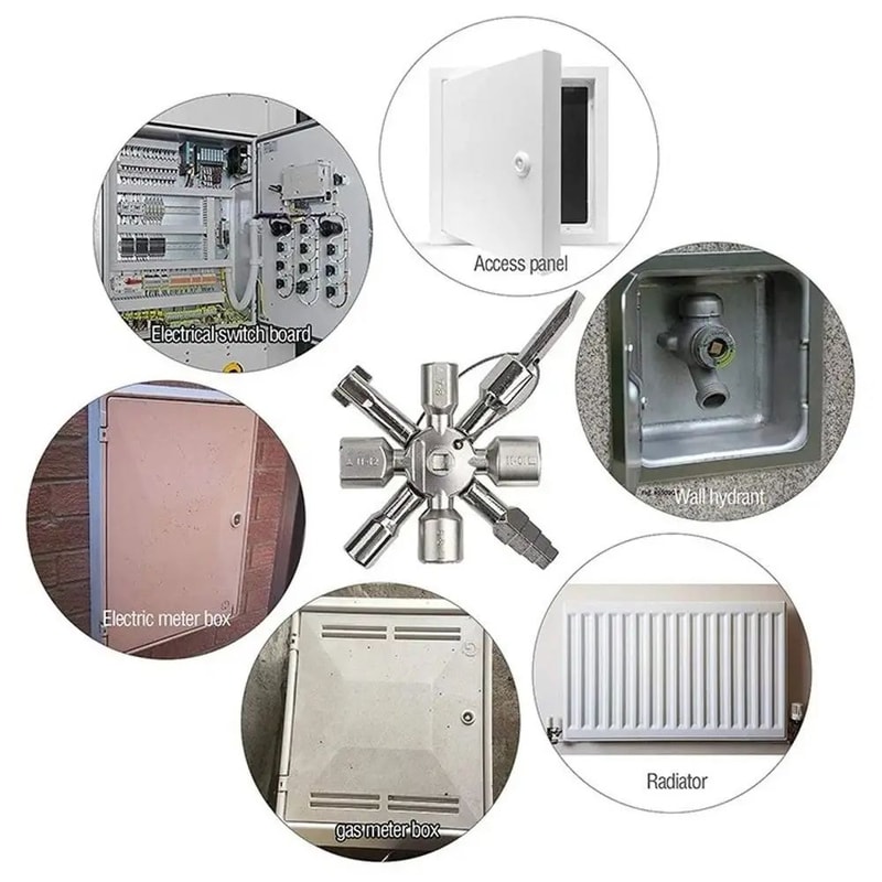 10in1 Multifunction Key Wrench Universal Cross Switch Tool Alloy Triangle Square For Electrical Cab 4