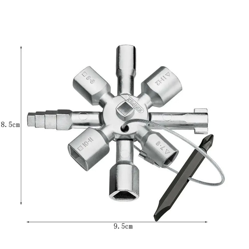 10in1 Multifunction Key Wrench Universal Cross Switch Tool Alloy Triangle Square For Electrical Cab 5