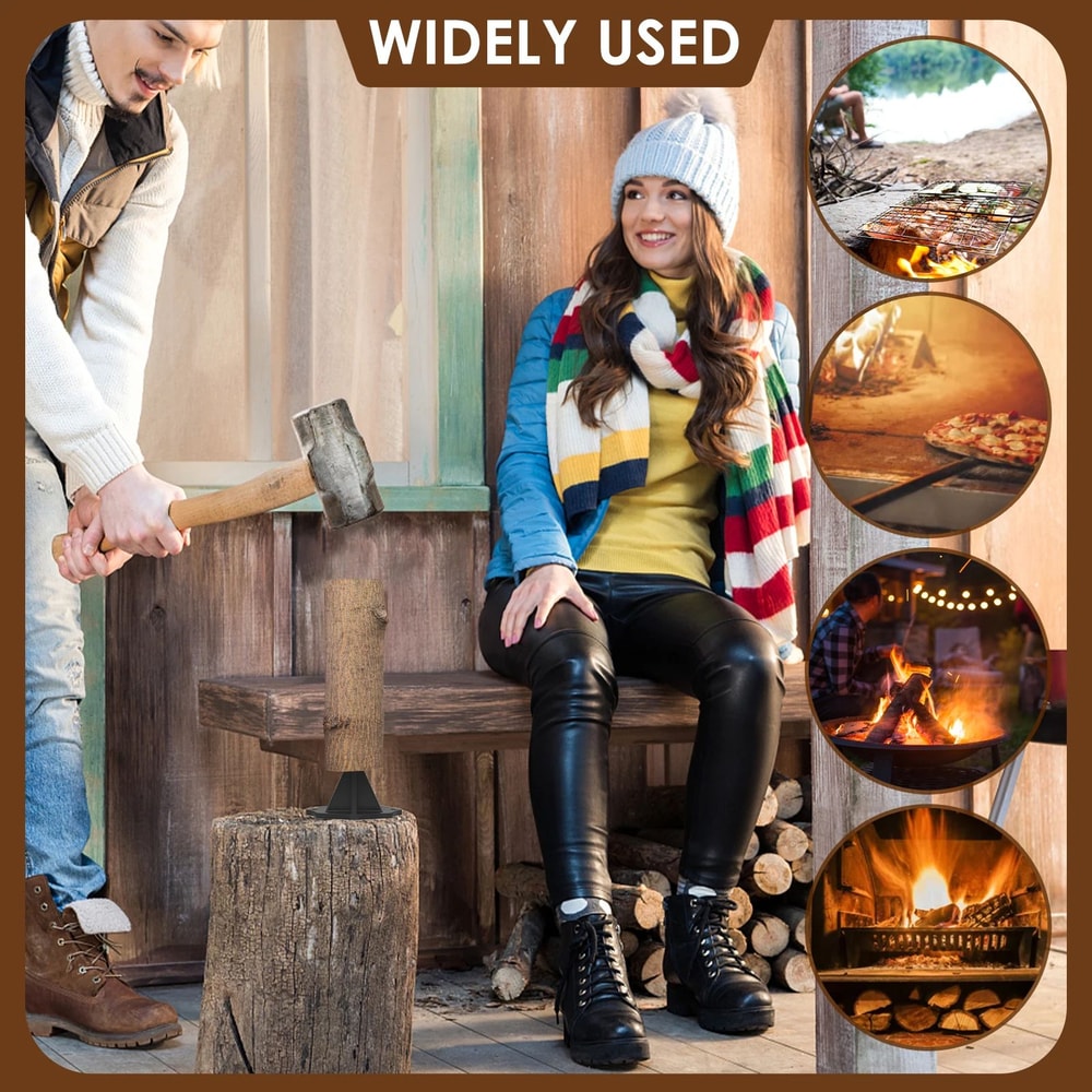 Portable Carbon Steel Kindling Splitter Manual Log Wood Splitter Tool With Storage Bag For Home Cam 2