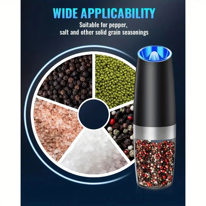 Gravity Electric Salt Pepper Grinder Set Auto Tilt Mill Battery Powered Adjustable Coarseness Larg 3