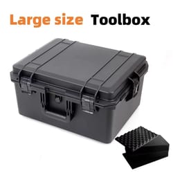 large waterproof abs hard tool case toolbox with foam insert for mechanics, travel & heavy duty tools storage