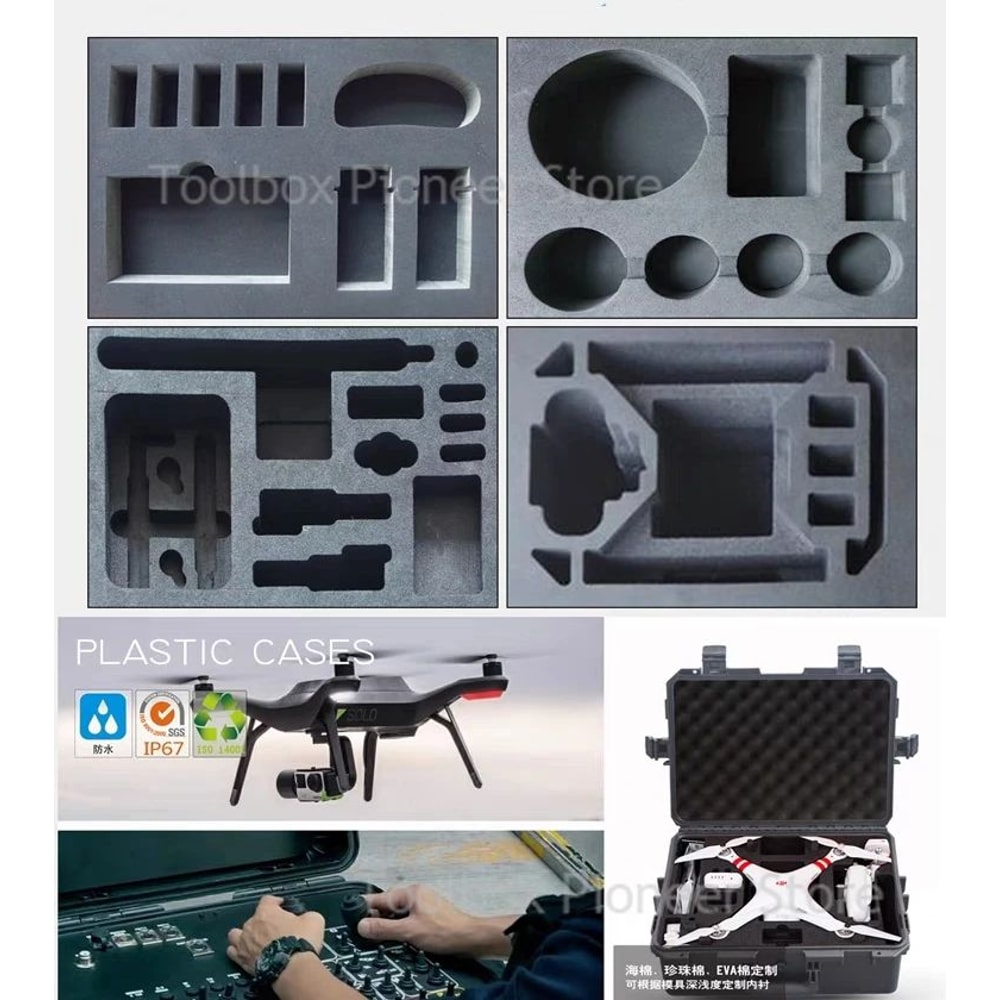 Large Waterproof ABS Hard Tool Case Toolbox With Foam Insert For Mechanics Travel Heavy Duty Tools 2