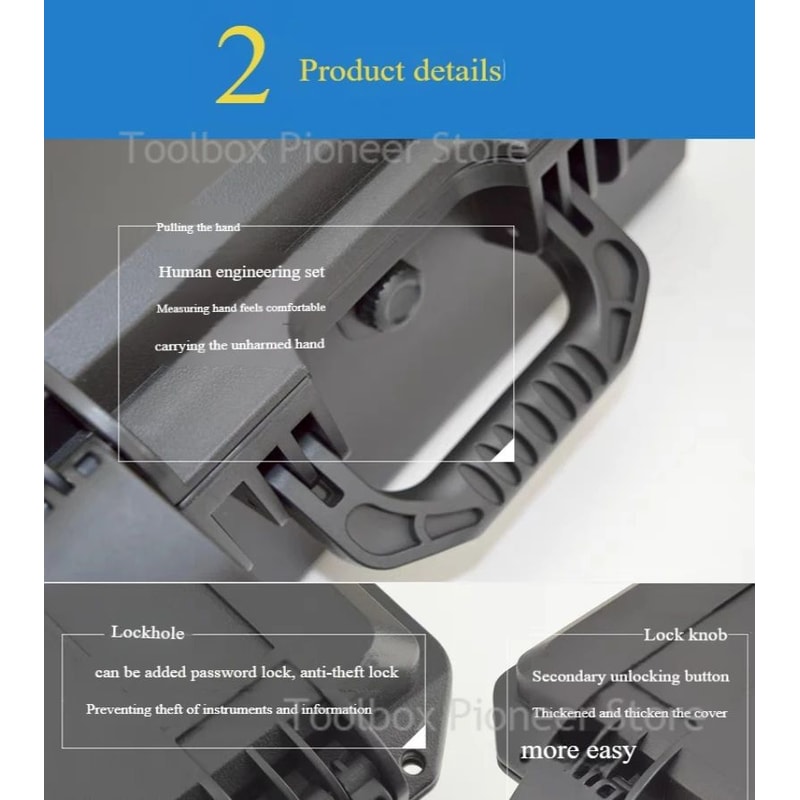 Large Waterproof ABS Hard Tool Case Toolbox With Foam Insert For Mechanics Travel Heavy Duty Tools 5