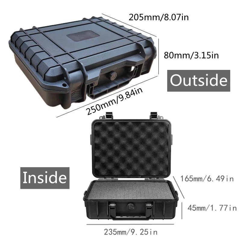 Large Waterproof ABS Hard Tool Case Toolbox With Foam Insert For Mechanics Travel Heavy Duty Tools 6
