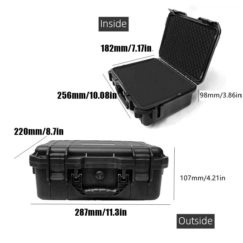 Large Waterproof ABS Hard Tool Case Toolbox With Foam Insert For Mechanics Travel Heavy Duty Tools 9