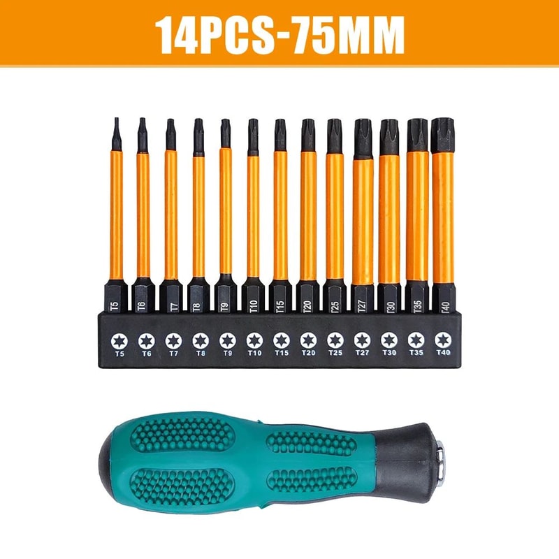 14 Pcs Impact Torx Bit Set T5T40 With Handle 295394591 Inches Star Bits For Automotive DIY Heavy 9