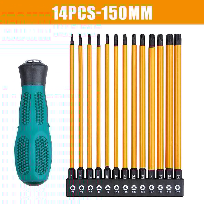 14 Pcs Impact Torx Bit Set T5T40 With Handle 295394591 Inches Star Bits For Automotive DIY Heavy 11