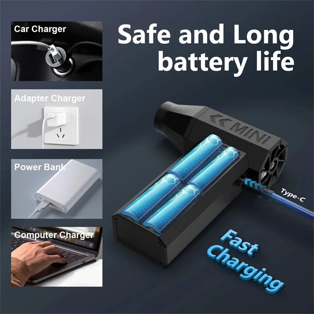 130000RPM Rechargeable Electric Air Duster Mini Turbo Blower With Adjustable Wind Speed For Car PC 2