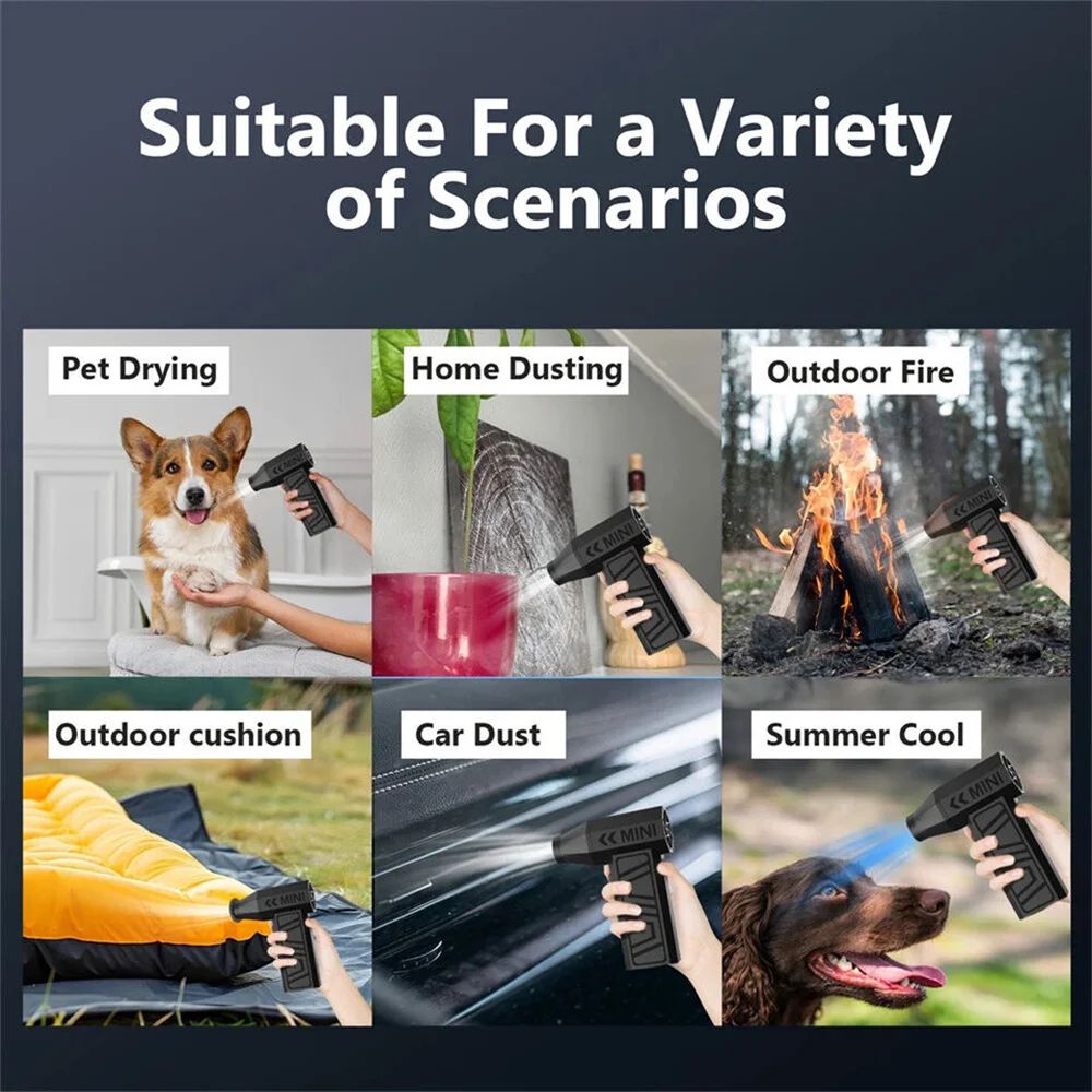 130000RPM Rechargeable Electric Air Duster Mini Turbo Blower With Adjustable Wind Speed For Car PC 5