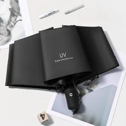 8-rib automatic folding umbrella with uv protection – compact windproof travel rain & sun umbrella lightweight durable