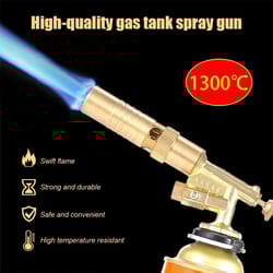 auto-ignition pure copper gas torch burner gun – adjustable flame blow torch for brazing, bbq, cooking & baking
