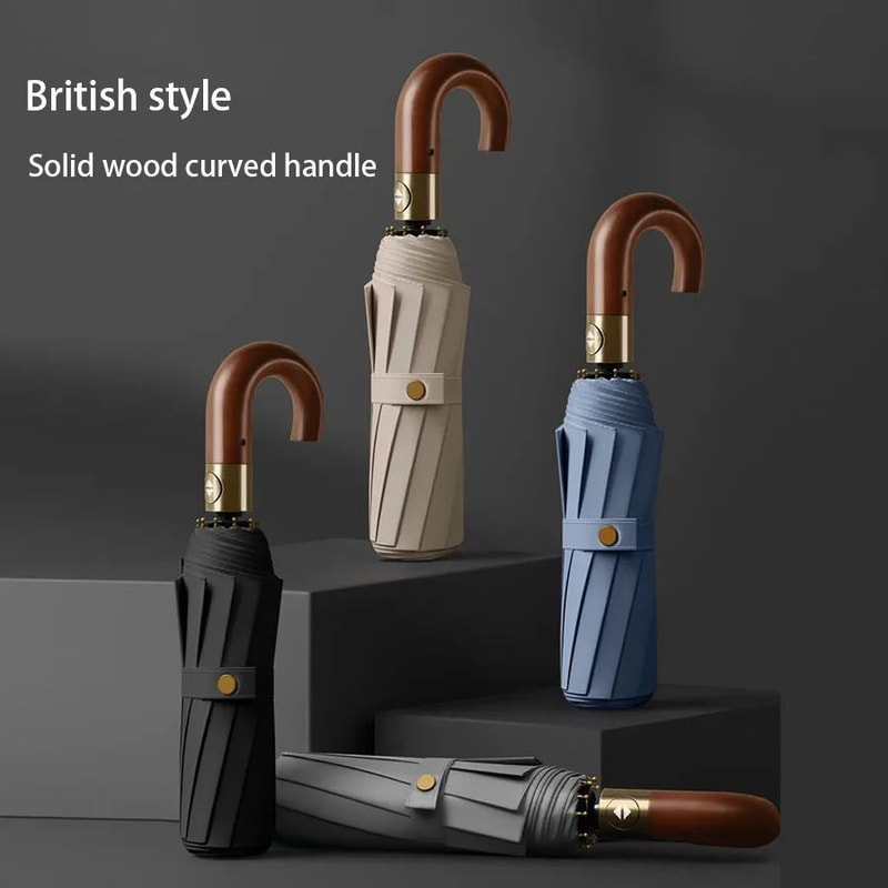 UPF50 UV Protection Windproof Compact Automatic Folding Umbrella Stylish Sun Rain Umbrella With C 2