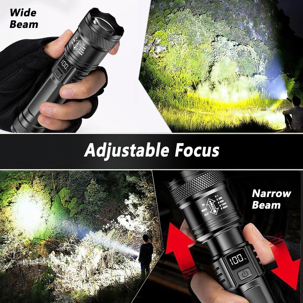 Rechargeable Zoomable LED Flashlight With LCD Power Display Waterproof High Power Torch For Camping 1
