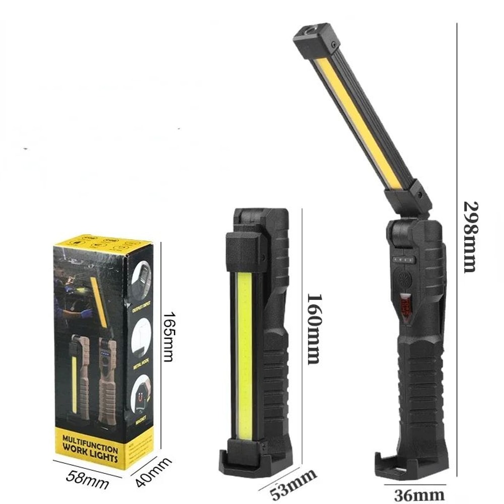 Folding COB XPE LED Work Light Flashlight Rechargeable Inspection Torch With Red SOS Strobe For Ca 9