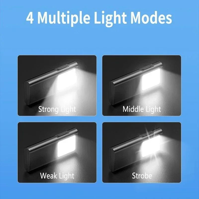 EDC USB Rechargeable Keychain Flashlight With Pen Clip Super Bright Mini LED Emergency Light For C 4