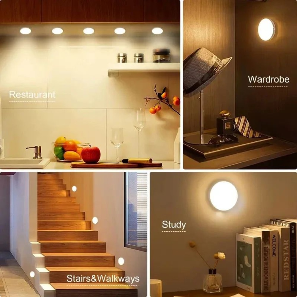 Motion Sensor LED Night Light USB Rechargeable Wireless Closet Cabinet Light For Kitchen Stairs W 5