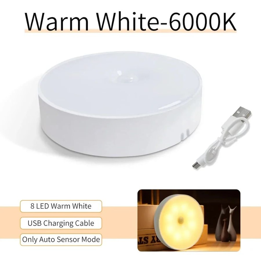 Motion Sensor LED Night Light USB Rechargeable Wireless Closet Cabinet Light For Kitchen Stairs W 9