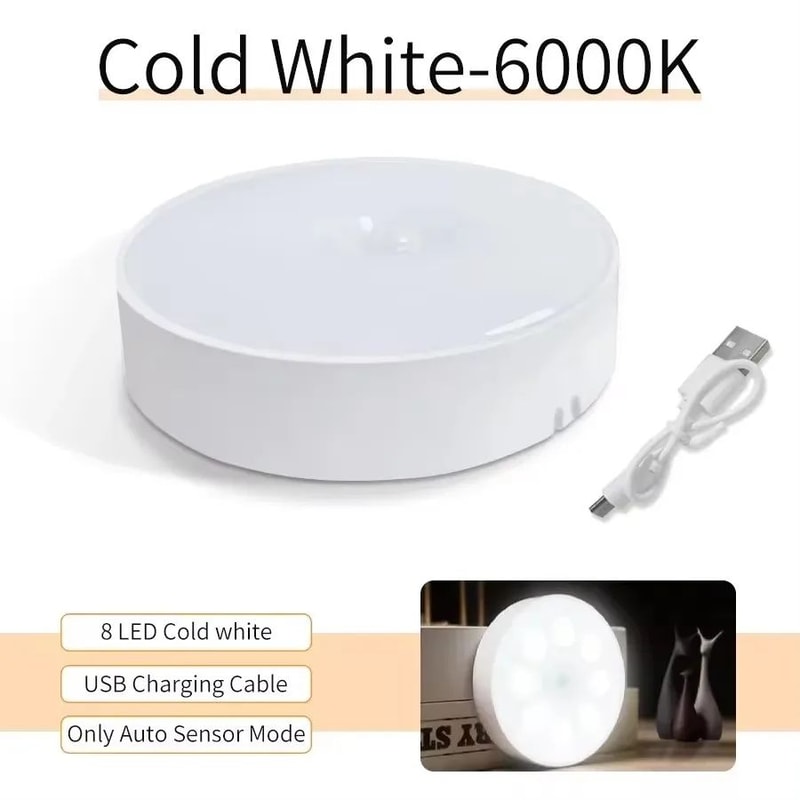 Motion Sensor LED Night Light USB Rechargeable Wireless Closet Cabinet Light For Kitchen Stairs W 17