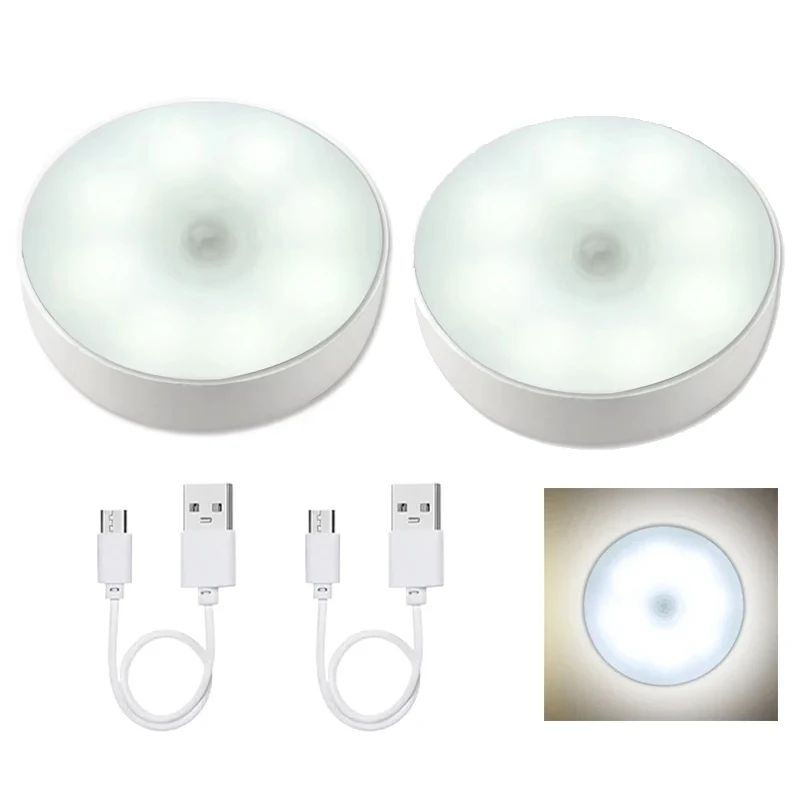 Motion Sensor LED Night Light USB Rechargeable Wireless Closet Cabinet Light For Kitchen Stairs W 18