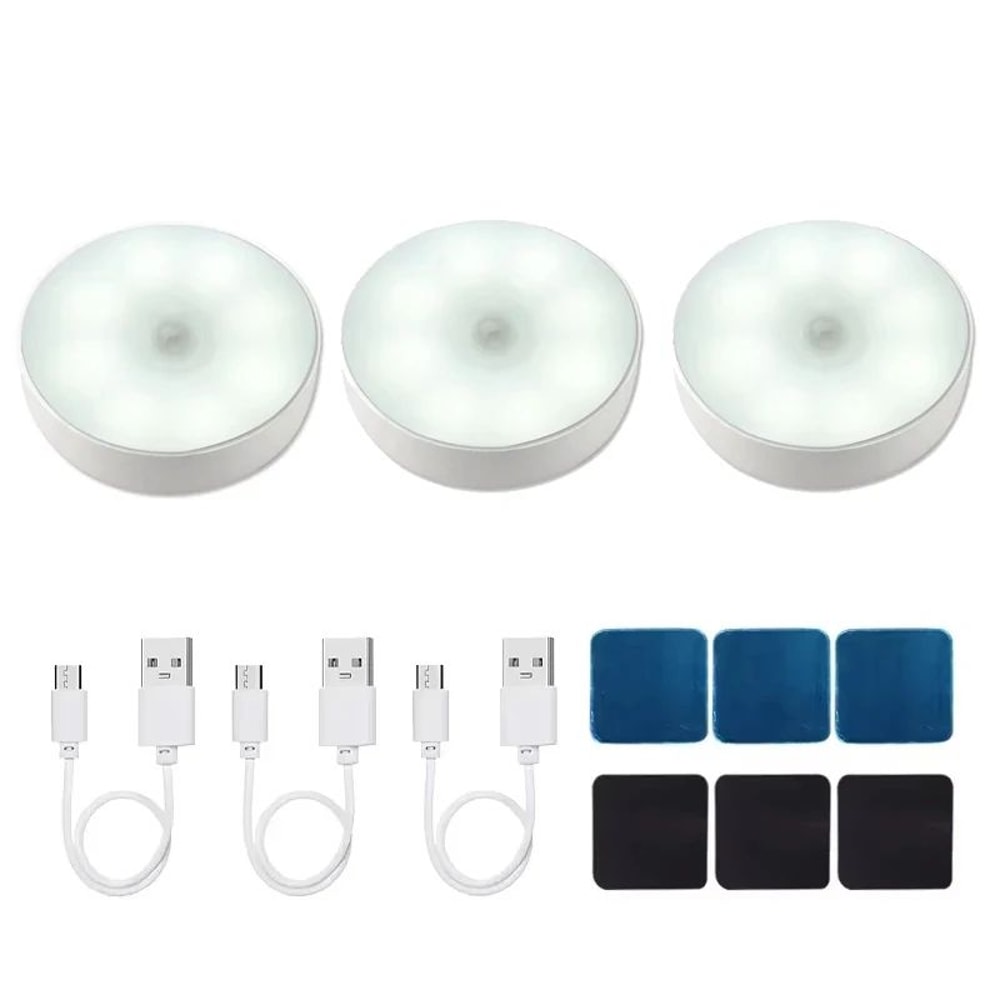 Motion Sensor LED Night Light USB Rechargeable Wireless Closet Cabinet Light For Kitchen Stairs W 20