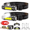 15 Pcs Rechargeable COB LED Headlamp With Strong Magnet Super Bright Waterproof Head Torch For Fis 0