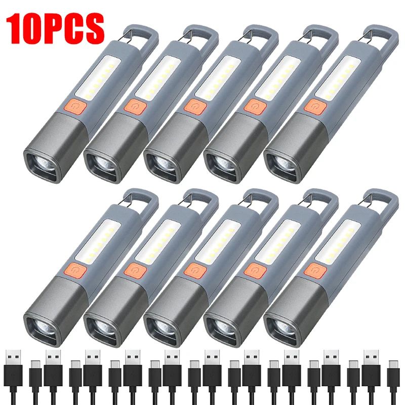 110 Pcs USB Rechargeable XPE LED Flashlight With Hook Super Bright Zoomable Waterproof Torch For C 12