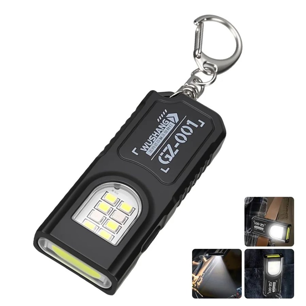 Mini COB LED Keychain Flashlight USB Rechargeable Waterproof Pocket Work Light Keyring Lamp For Ca 6