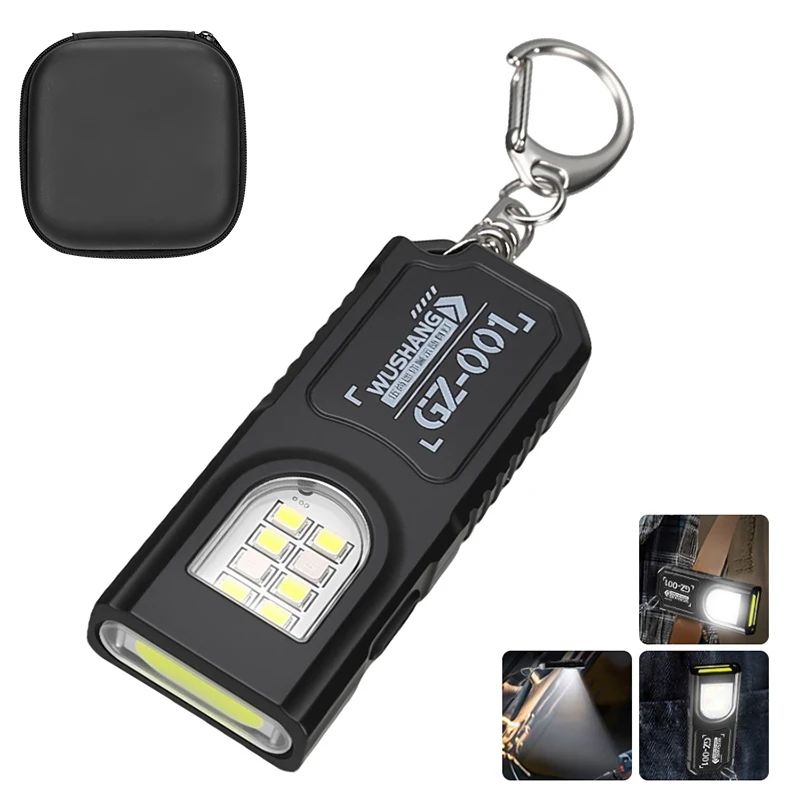Mini COB LED Keychain Flashlight USB Rechargeable Waterproof Pocket Work Light Keyring Lamp For Ca 8
