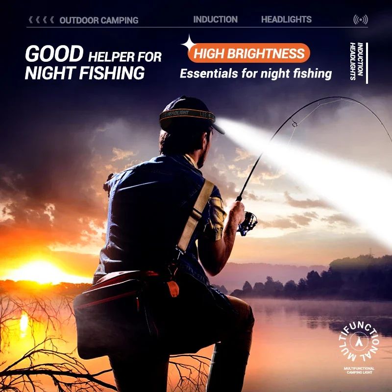 Mini USB Rechargeable Sensor COB LED Headlamp Powerful HandsFree Headlight For Fishing Camping Hik 5