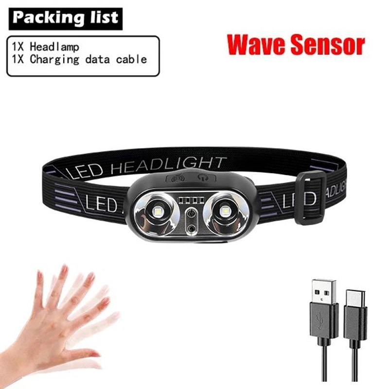 Mini USB Rechargeable Sensor COB LED Headlamp Powerful HandsFree Headlight For Fishing Camping Hik 6