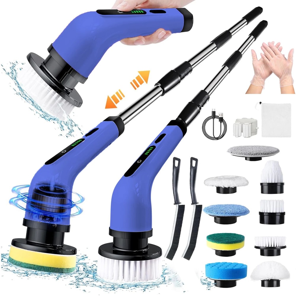 2025 Electric Rotating Floor Scrubber Brush Rechargeable Power Shower Tile Cleaner With 9 Heads D 6