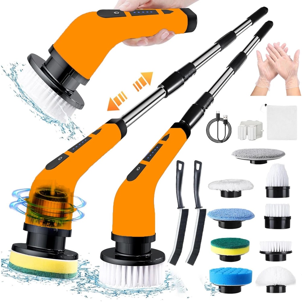 2025 Electric Rotating Floor Scrubber Brush Rechargeable Power Shower Tile Cleaner With 9 Heads D 8