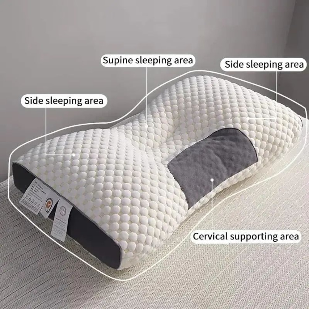 2 Pcs Knitted Neck Support Pillows With Removable Case Ergonomic Bed Pillow Set For Side Back Sto 2