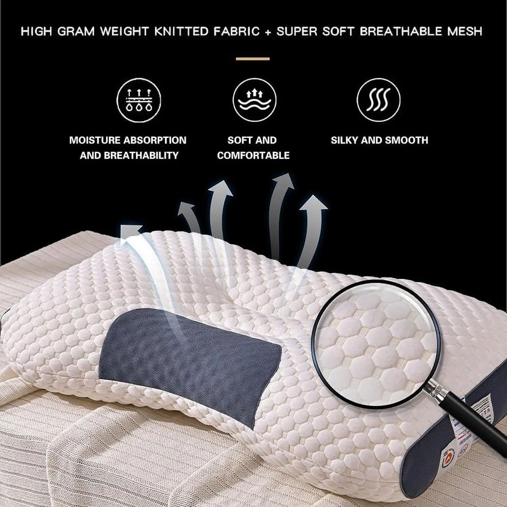 2 Pcs Knitted Neck Support Pillows With Removable Case Ergonomic Bed Pillow Set For Side Back Sto 4