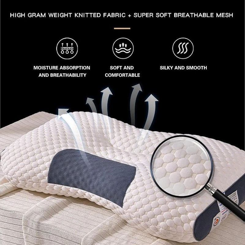 2 Pcs Knitted Neck Support Pillows With Removable Case Ergonomic Bed Pillow Set For Side Back Sto 4