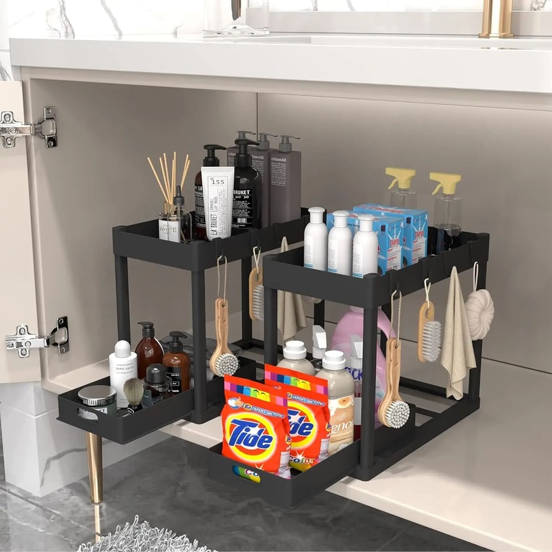 2Tier Sink Storage Rack Organizer SpaceSaving Kitchen Cabinet Shelf Bathroom Counter Basket For E 2