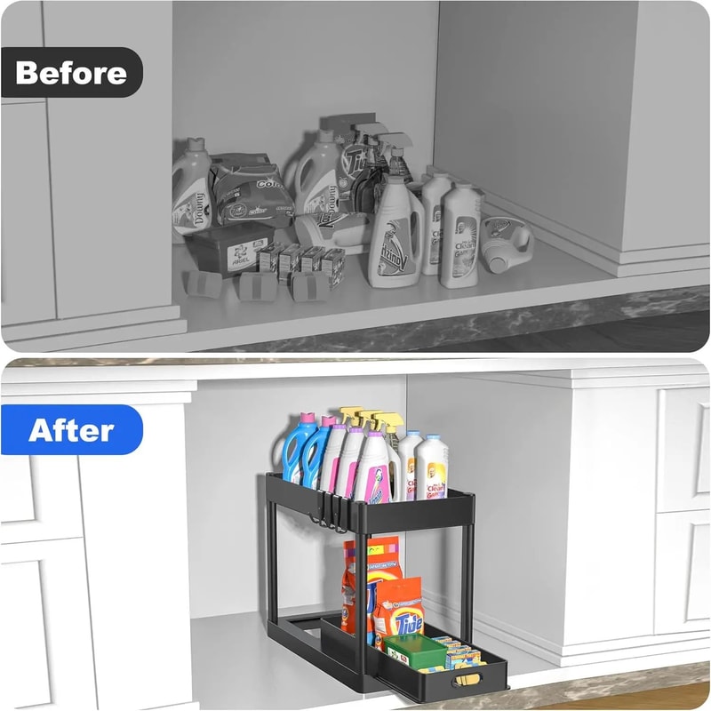 2Tier Sink Storage Rack Organizer SpaceSaving Kitchen Cabinet Shelf Bathroom Counter Basket For E 3