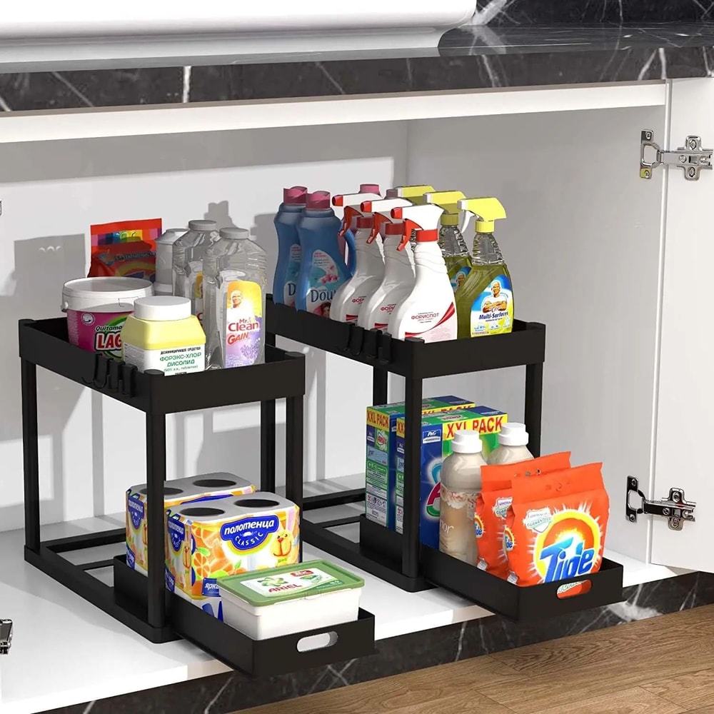 2Tier Sink Storage Rack Organizer SpaceSaving Kitchen Cabinet Shelf Bathroom Counter Basket For E 4