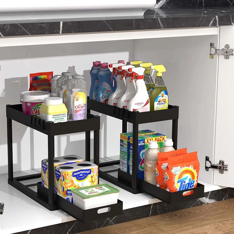 2Tier Sink Storage Rack Organizer SpaceSaving Kitchen Cabinet Shelf Bathroom Counter Basket For E 4