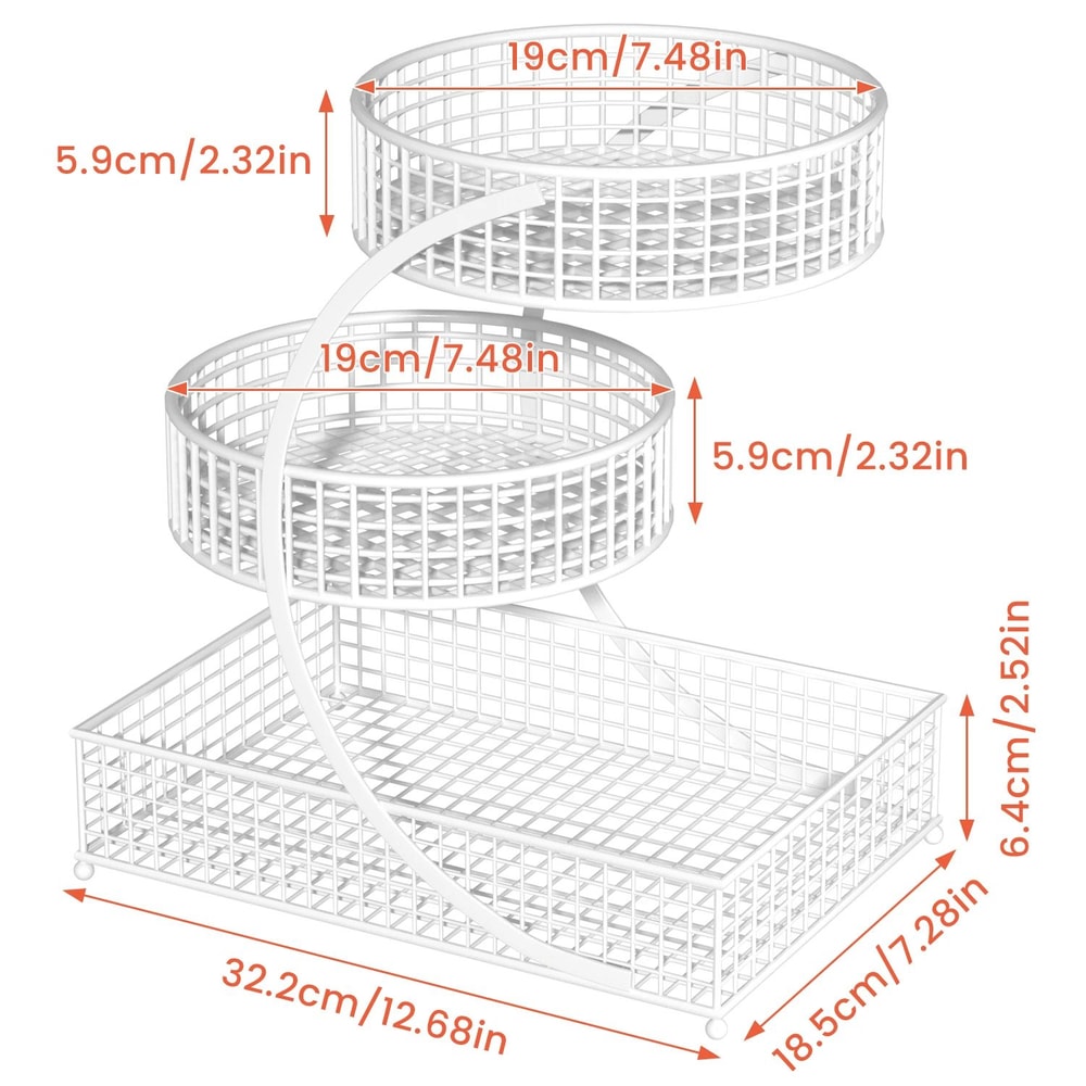 3Tier Round Metal Storage Rack No Assembly Fruit Basket Cosmetic Organizer For Kitchen Countertop 4